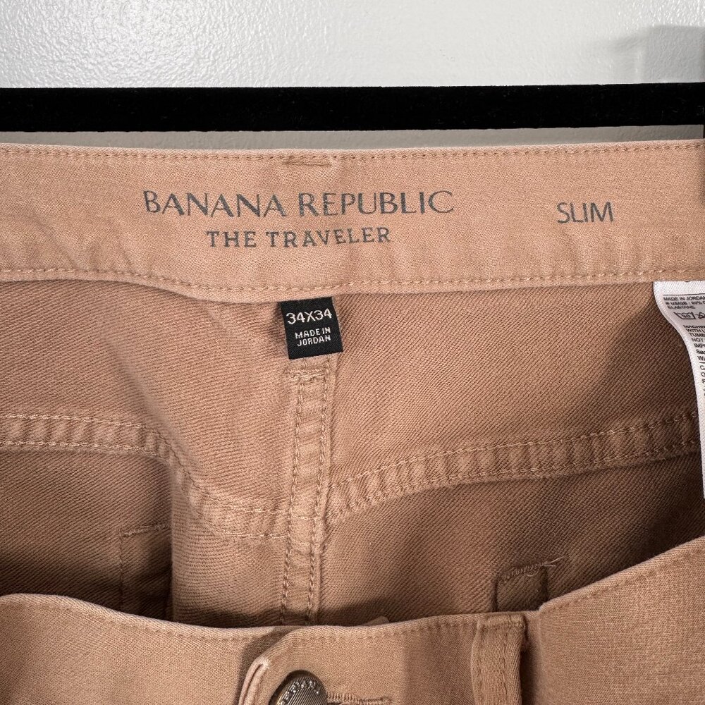 Banana Republic Men's Traveler Slim Fit Jeans Mens W34 L34 Color: Khaki Beige - Picture 2 of 3